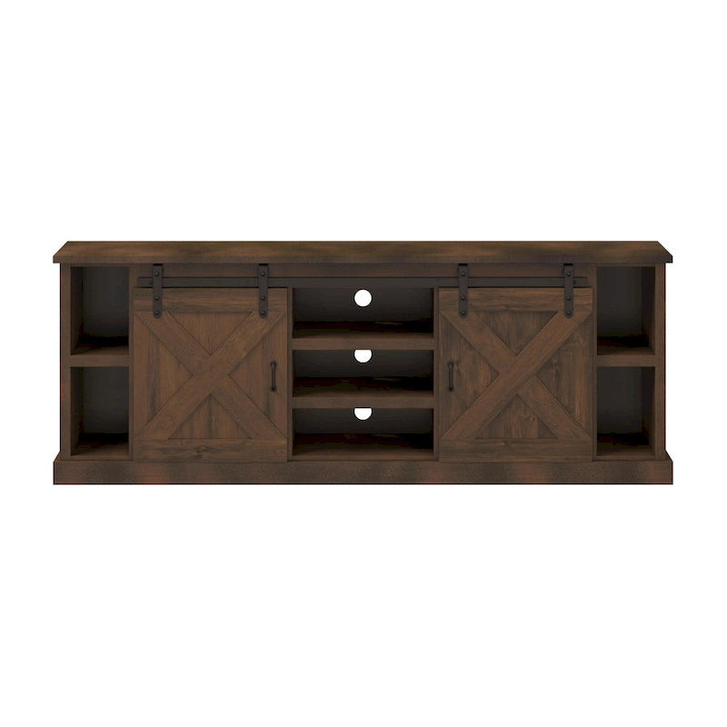 Farmhouse 85" TV Stand Console, Aged Whiskey Finish, No Assembly Required