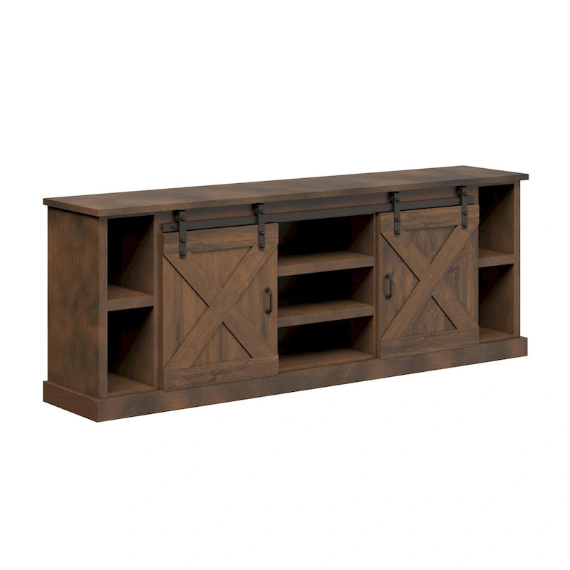 Farmhouse 85" TV Stand Console, Aged Whiskey Finish, No Assembly Required