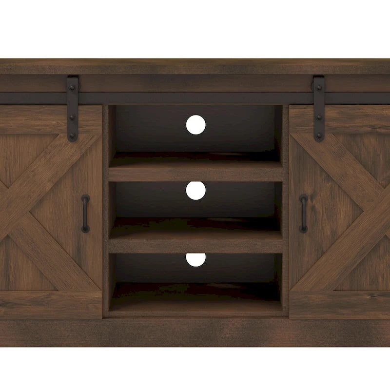 Farmhouse 85" TV Stand Console, Aged Whiskey Finish, No Assembly Required