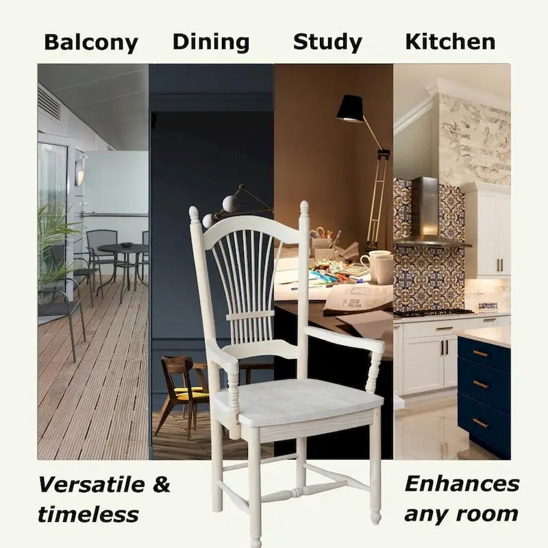 Solid Wood Sheafback Dining Chair with Arms, Unfinished
