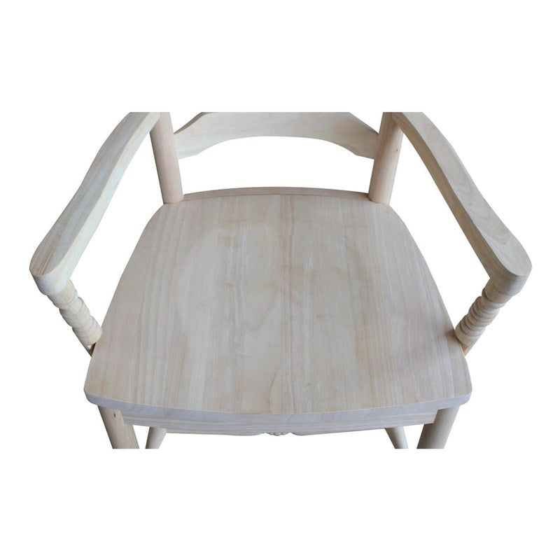 Solid Wood Sheafback Dining Chair with Arms, Unfinished
