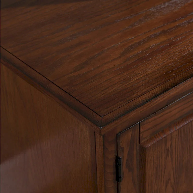 Burnished Oak Leaded Glass TV Stand - 60 inch