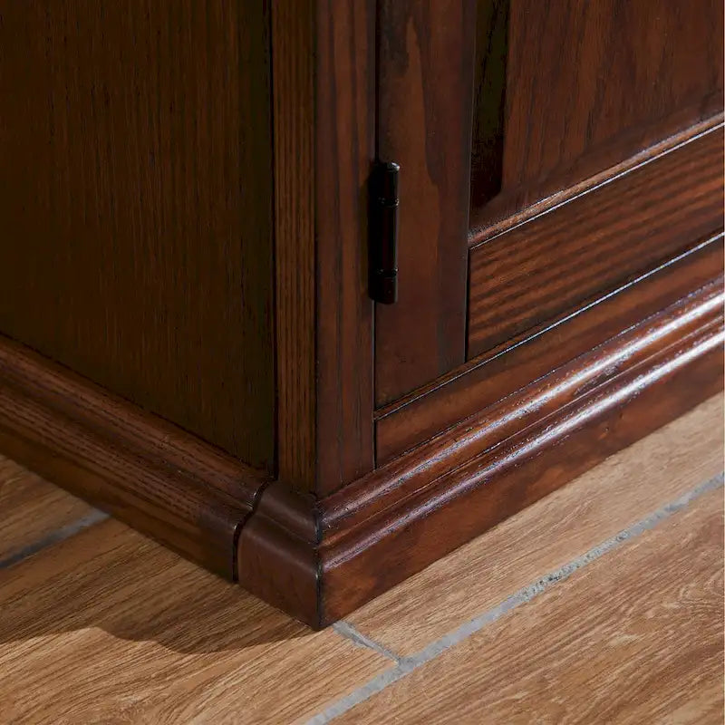 Burnished Oak Leaded Glass TV Stand - 60 inch