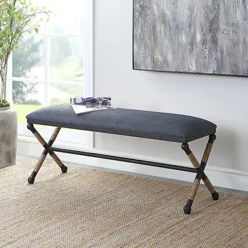 Rustic Navy Bench - 48W x 21H x 16D