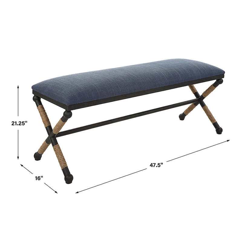 Rustic Navy Bench - 48W x 21H x 16D