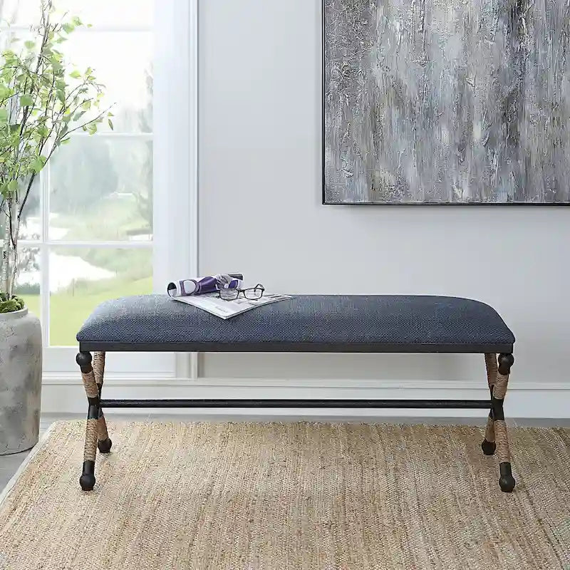 Rustic Navy Bench - 48W x 21H x 16D