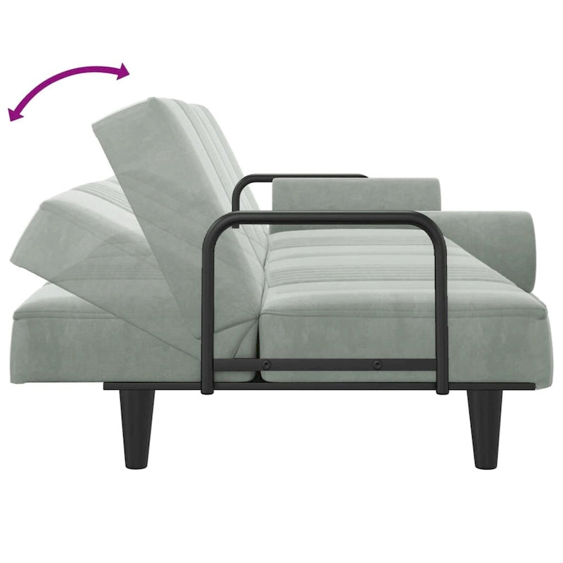 Velvet Sofa Bed with Armrests, Folding Daybed Recliner Loveseat - 80.7 x 35 x 27.6