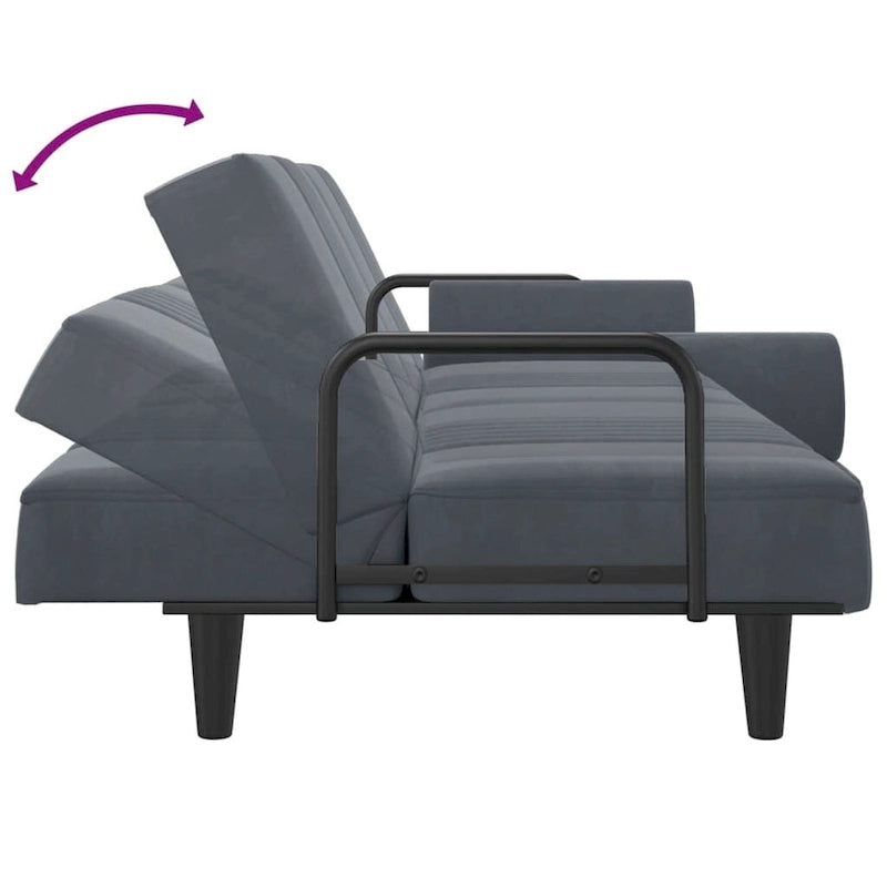 Velvet Sofa Bed with Armrests, Folding Daybed Recliner Loveseat - 80.7 x 35 x 27.6
