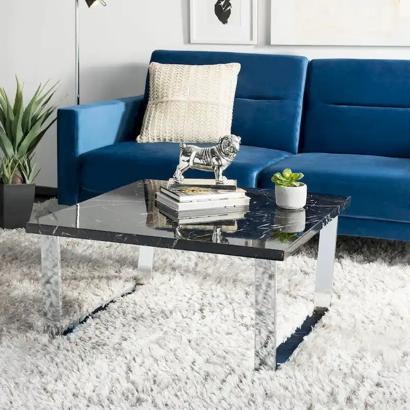 Black/Brass Square Coffee Table - 31.5 x 31.5 x 15.8