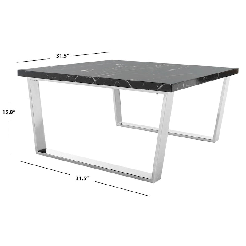 Black/Brass Square Coffee Table - 31.5 x 31.5 x 15.8