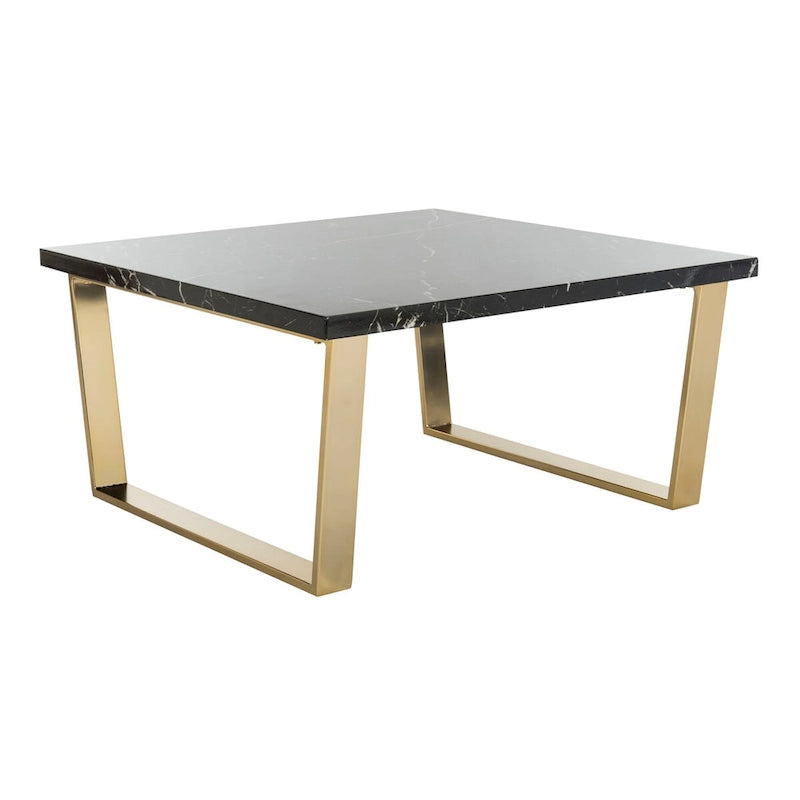 Black/Brass Square Coffee Table - 31.5 x 31.5 x 15.8
