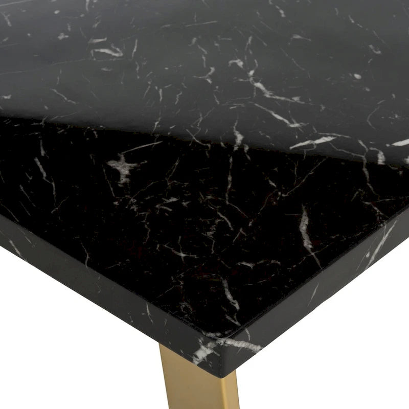 Black/Brass Square Coffee Table - 31.5 x 31.5 x 15.8