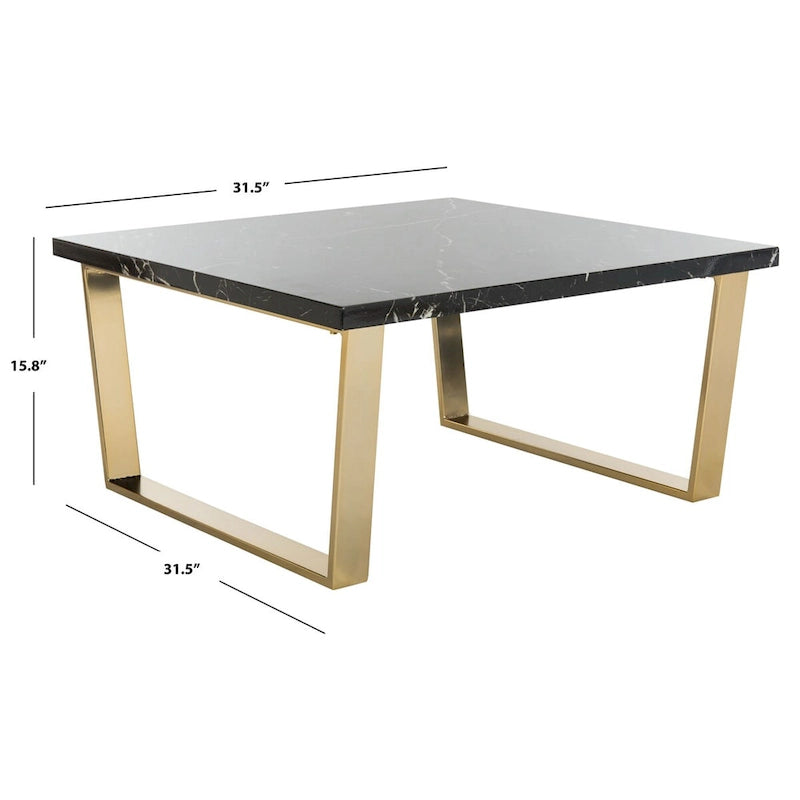 Black/Brass Square Coffee Table - 31.5 x 31.5 x 15.8