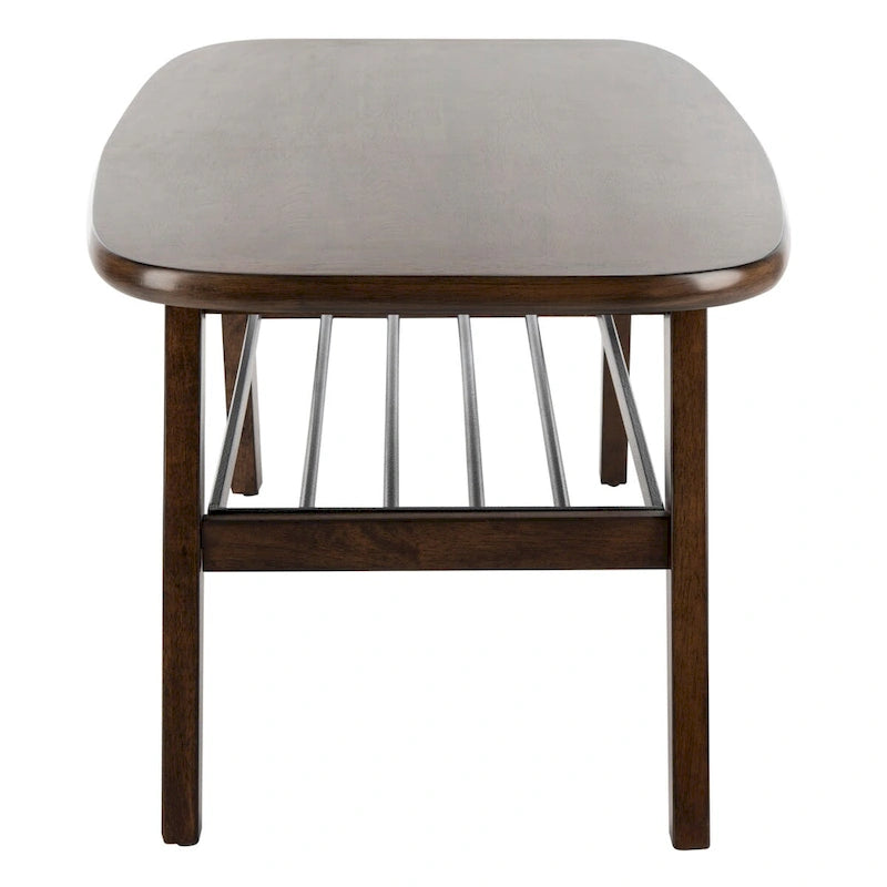 Contemporary 2-Tier Coffee Table - Walnut & Black Metal, 47Wx24Dx18H