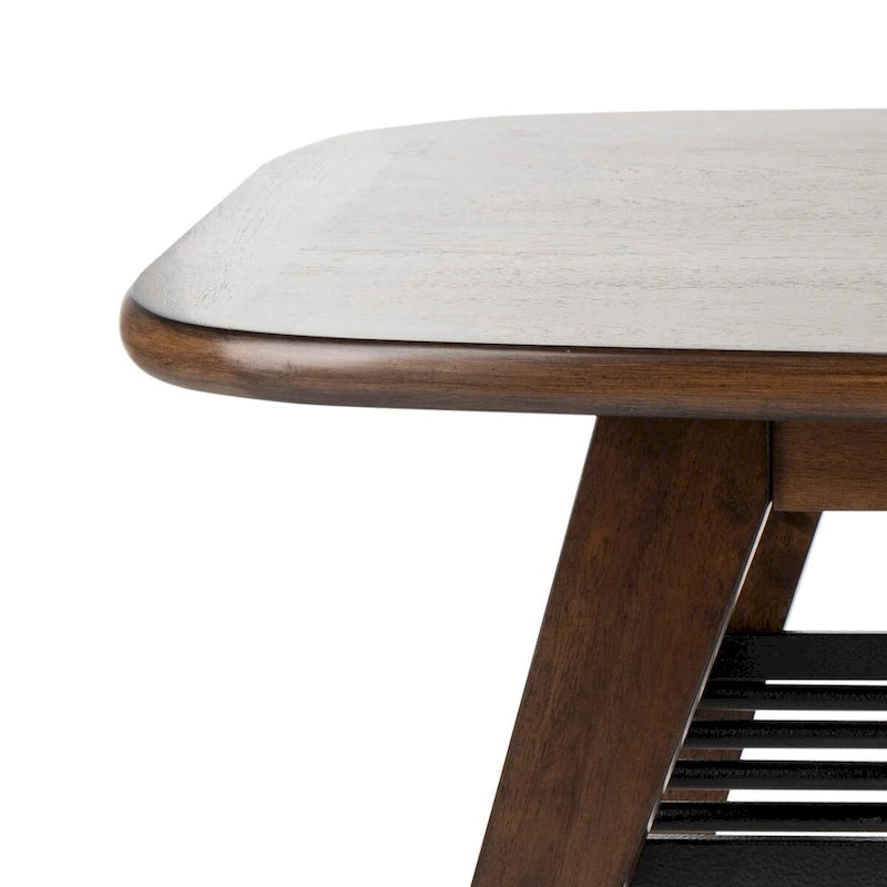 Contemporary 2-Tier Coffee Table - Walnut & Black Metal, 47Wx24Dx18H