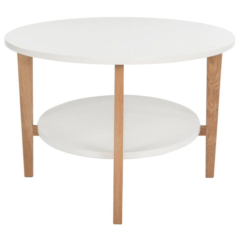 Mid-Century Oval Coffee Table - 51Wx28Dx18H, White & Natural Wood