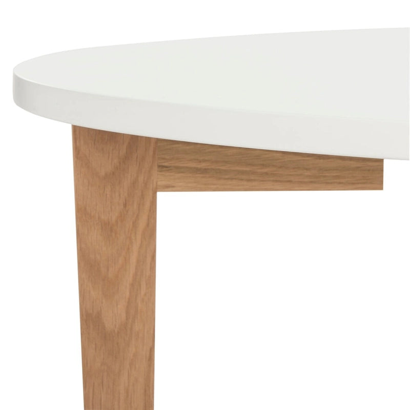 Mid-Century Oval Coffee Table - 51Wx28Dx18H, White & Natural Wood