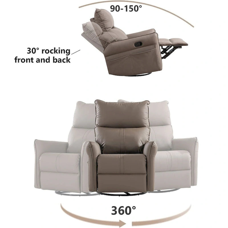 Modern PU Leather Rocker Seating Glider Swivel Recliner Chair