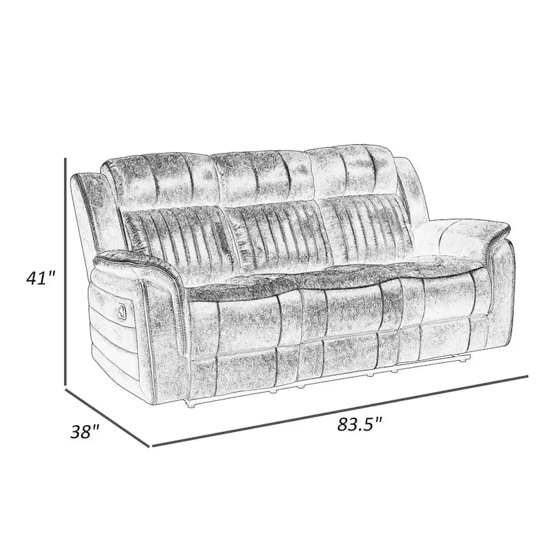 84 Inch Double Manual Recliner Sofa, Sandy Brown Polished Microfiber