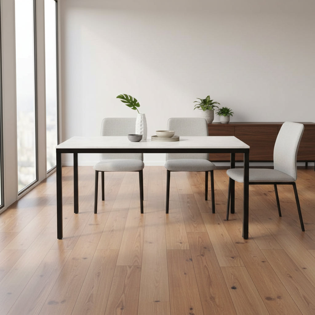 Aurelle Home Pariso Modern White Marble-Top Table - 60 W x 30 H x 36 D
