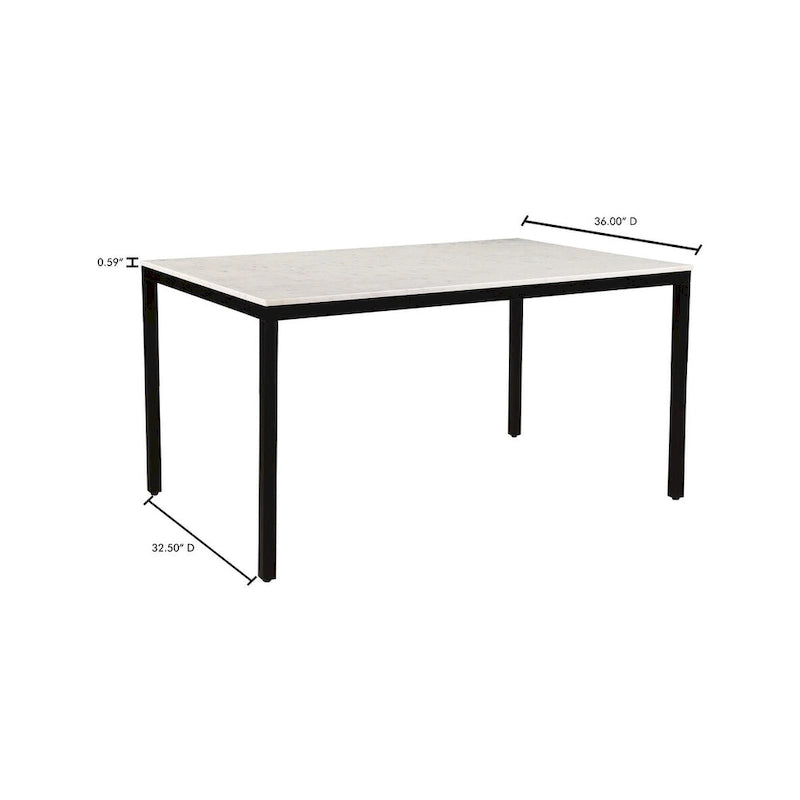 Modern White Marble-Top Dining Table - 60W x 30H x 36D
