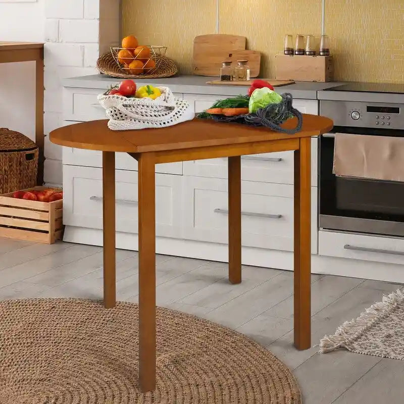 Solid Wood Drop Leaf Dining Table, Antique Walnut - 39.25W x 23.25D x 29H