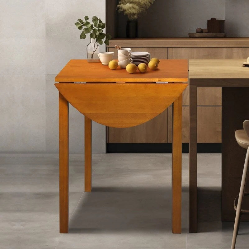 Solid Wood Drop Leaf Dining Table, Antique Walnut - 39.25W x 23.25D x 29H