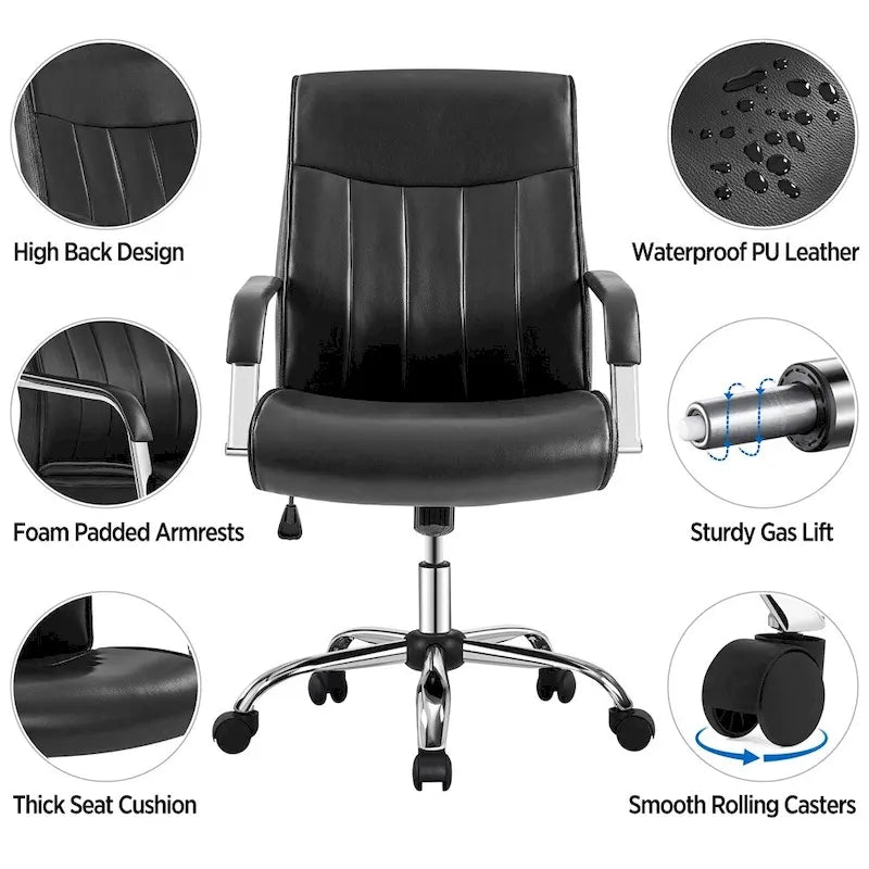 Contemporary PU Leather Executive Chair with High Back
