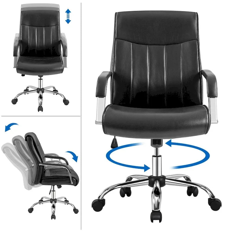 Contemporary PU Leather Executive Chair with High Back