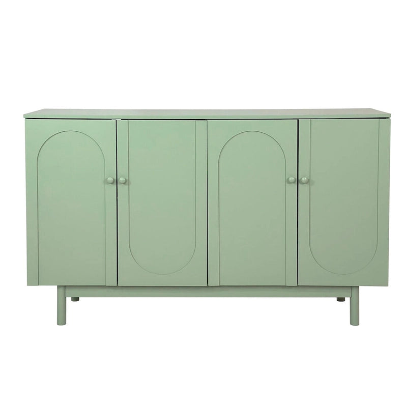 Meuble de rangement élégant et fonctionnel à 4 portes pour le salon, avec pieds en pin, poignées en bois massif et structure en MDF.