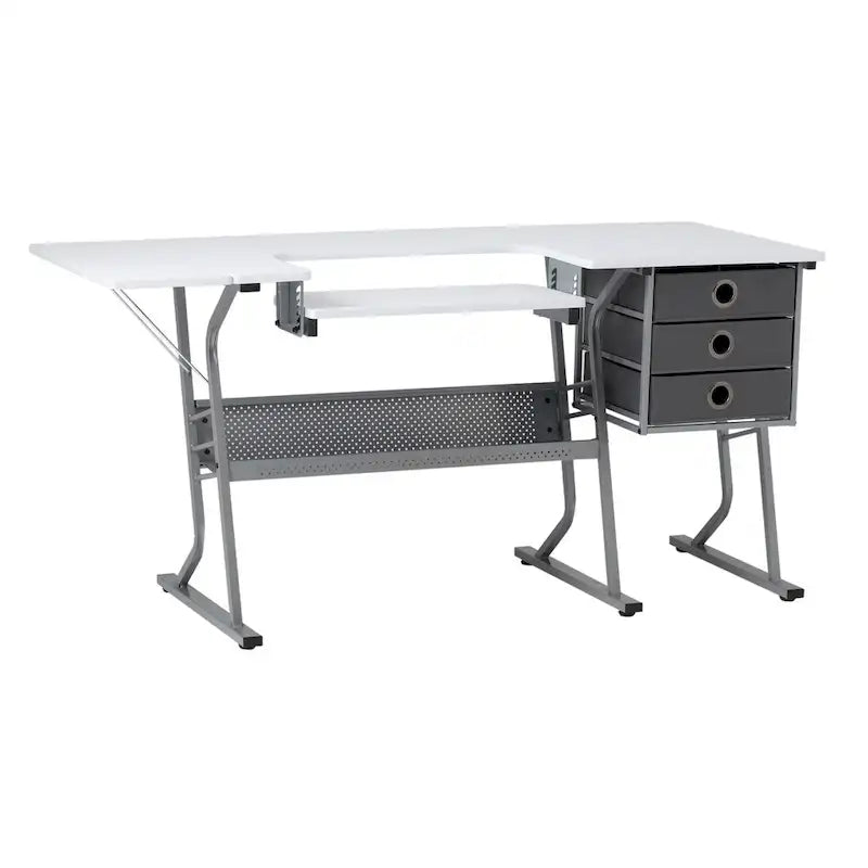 Grey and White Wood Top Sewing Table
