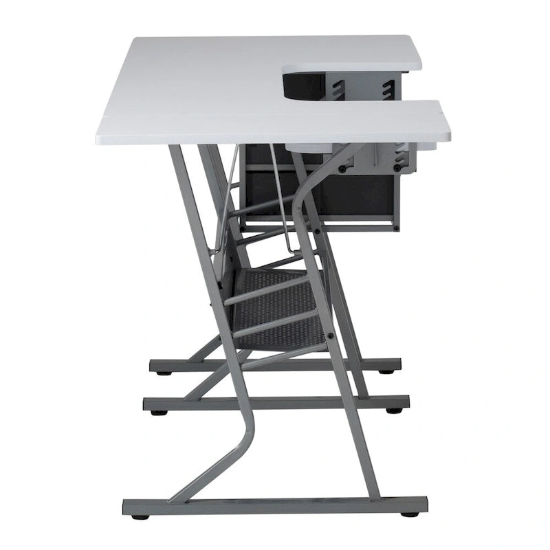 Grey and White Wood Top Sewing Table