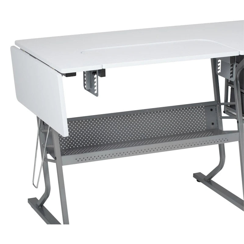 Grey and White Wood Top Sewing Table