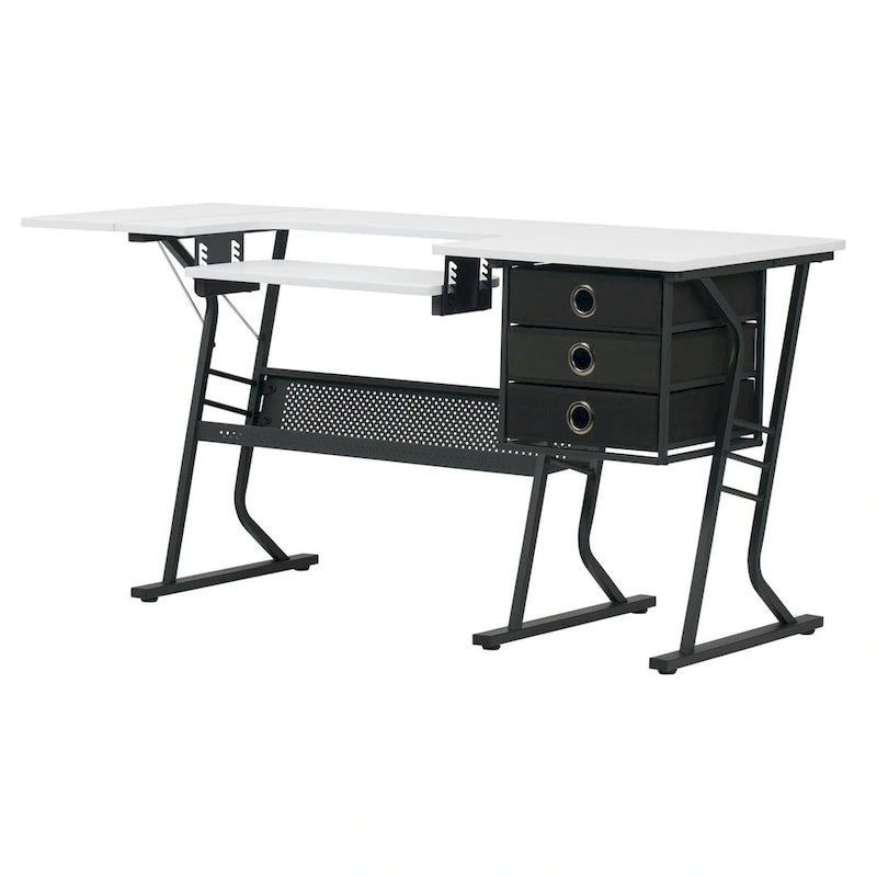 Grey and White Wood Top Sewing Table