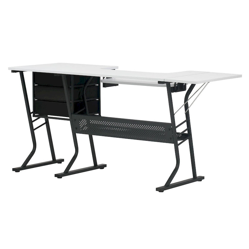 Grey and White Wood Top Sewing Table