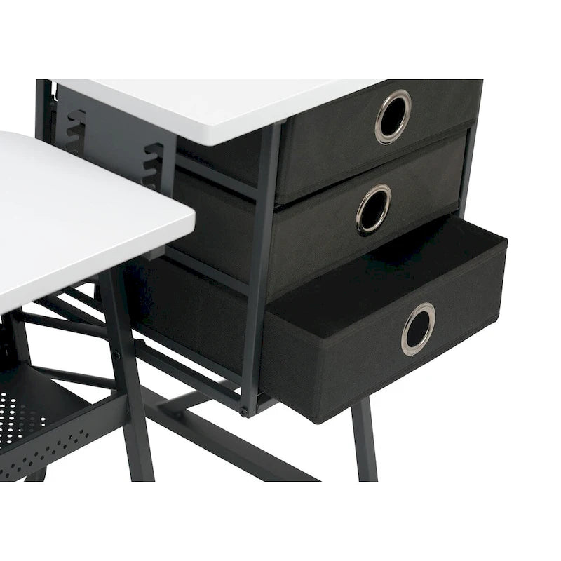 Grey and White Wood Top Sewing Table