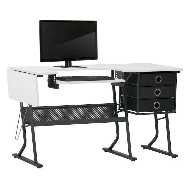 Grey and White Wood Top Sewing Table