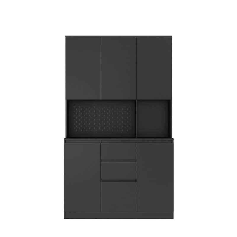 Kitchen Pantry Cabinet with Microwave Stand and 2 Drawers, Freestanding Buffet Cupboards Sideboard with Charging Station