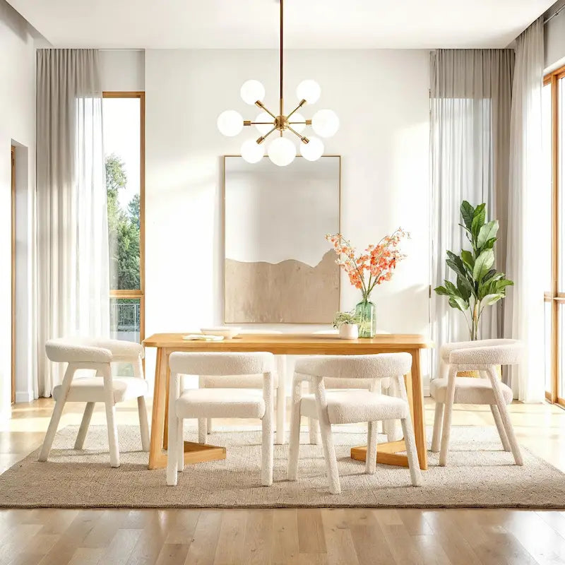 Modern Solid Wood Dining Table with Geometric Legs