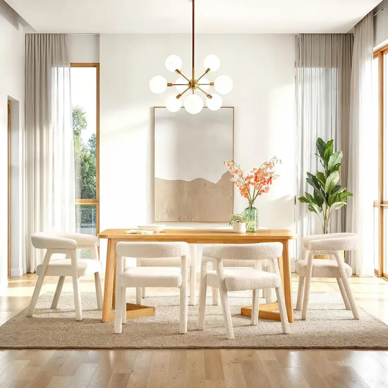 Modern Solid Wood Dining Table with Geometric Legs