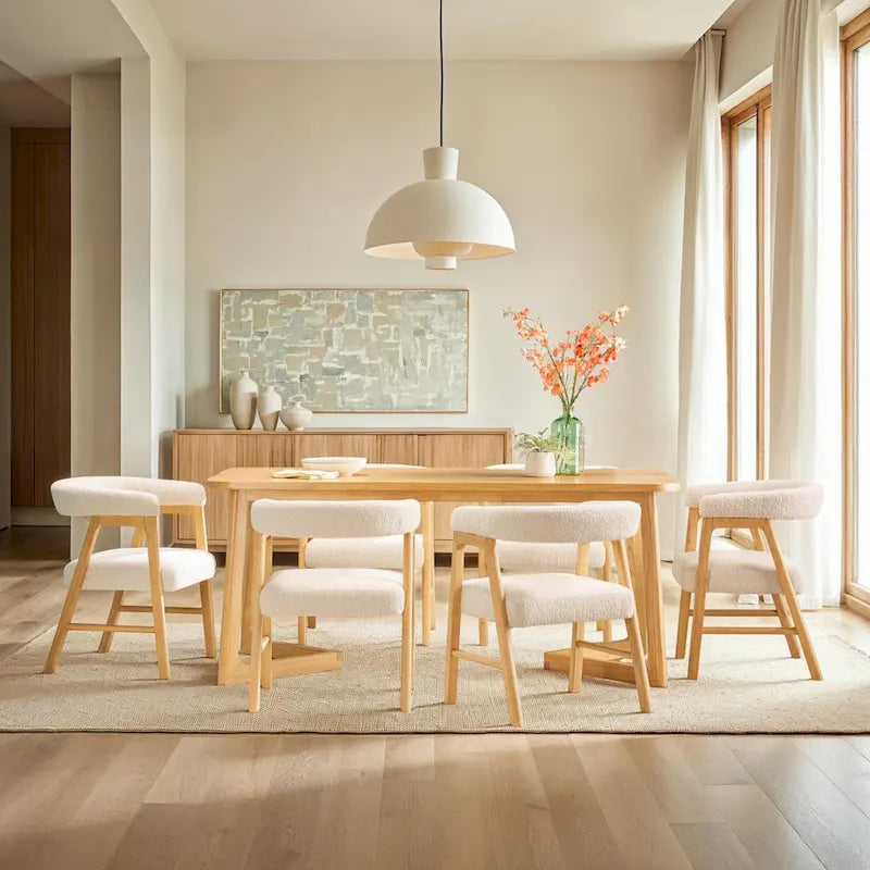 Modern Solid Wood Dining Table with Geometric Legs