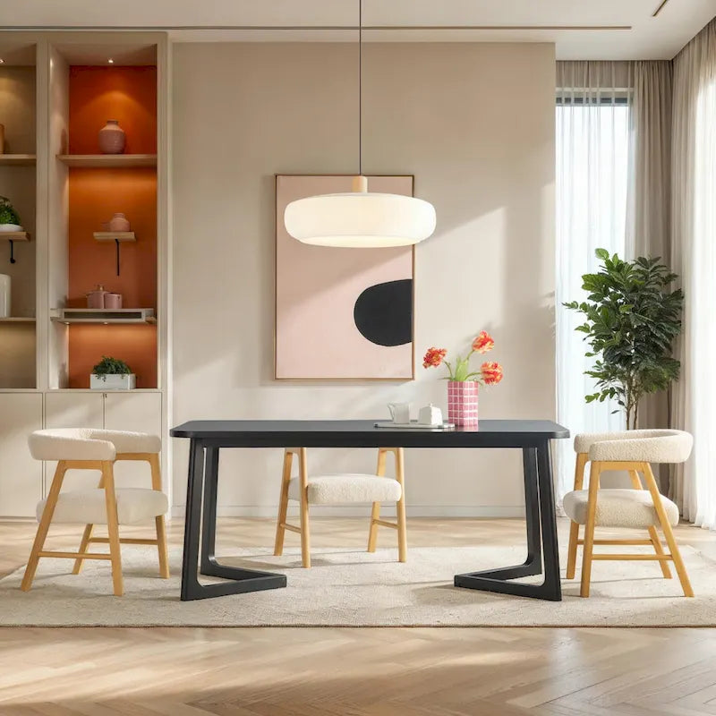 Modern Solid Wood Dining Table with Geometric Legs