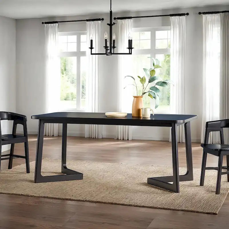 Modern Solid Wood Dining Table with Geometric Legs
