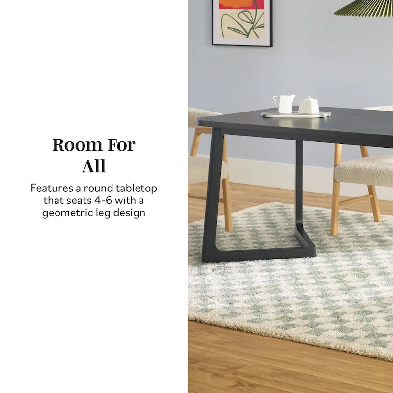 Modern Solid Wood Dining Table with Geometric Legs