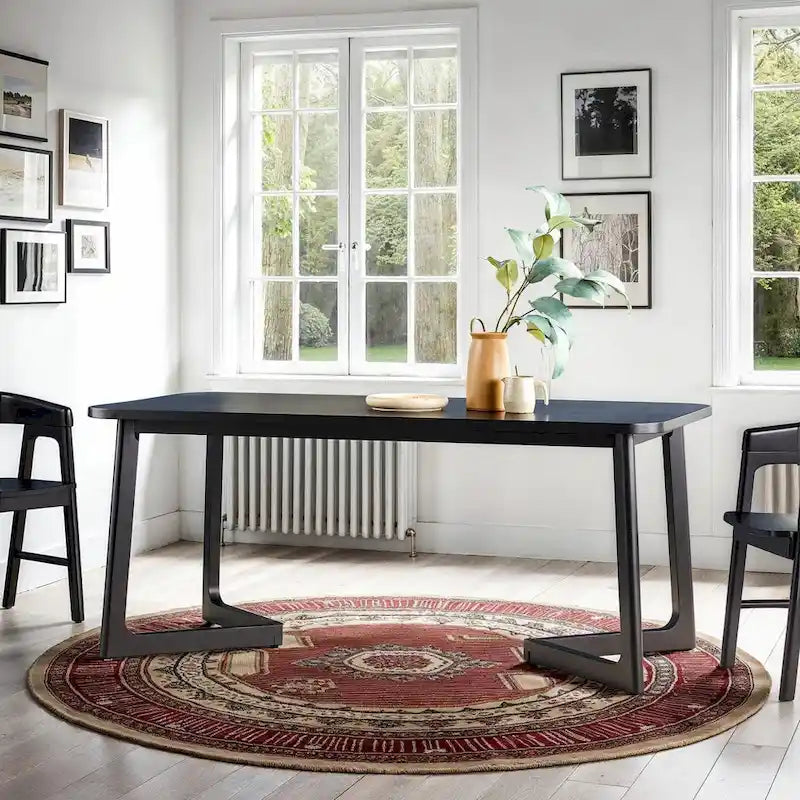Modern Solid Wood Dining Table with Geometric Legs