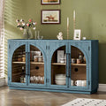 60 Farmhouse 4-Door Large Storage Vintage Sideboard with Metal Handles and Adjustable Shelves